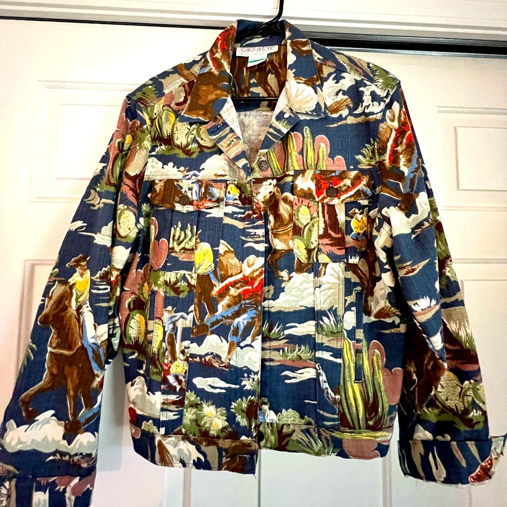 🌵🏜️Vintage Carol Antone Cowboy Print Cotton Jacket